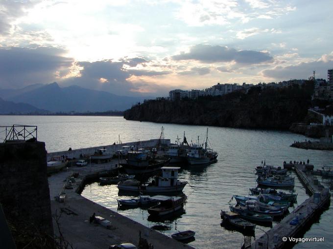 Sunset on the old port of Antalya - Turkey