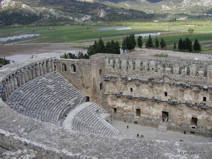 Aspendos theater, stage wall and bleachers - Turkey
