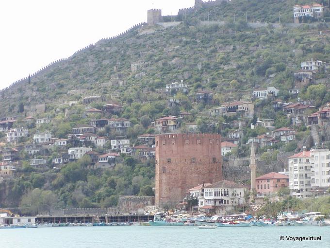 Kızıl Kule (Red Tower) and ramparts, Alanya - Turkey