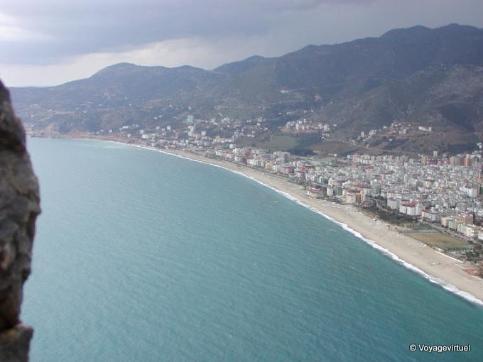 View of the beach from the fort, Alanya - Turkey