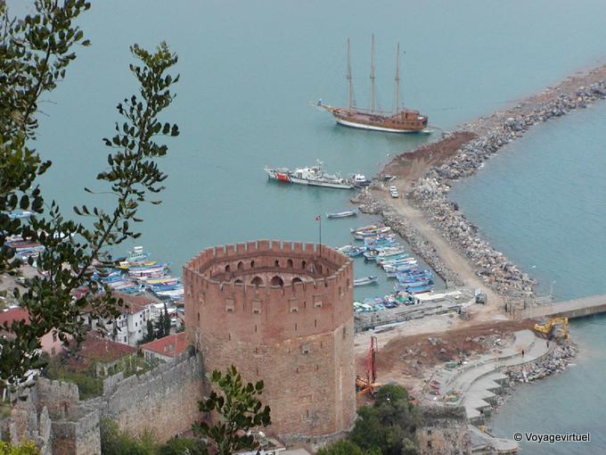 The port and the red tower, Alanya - Turkey