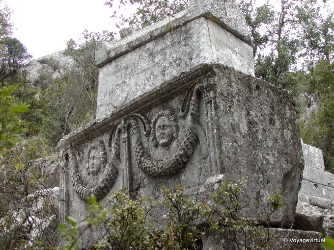 Carved tomb in the necropolis of Termessos - Turkey