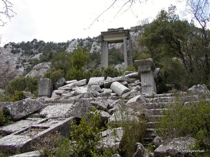 Termessos, ruins of the Temple of Artemis and Hadrian propylaea - Turkey