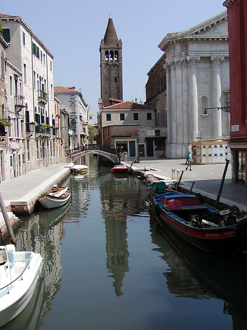 Little channel and campanile, Venice, Italy