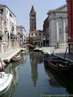 Little channel and campanile, Venice, Italy.